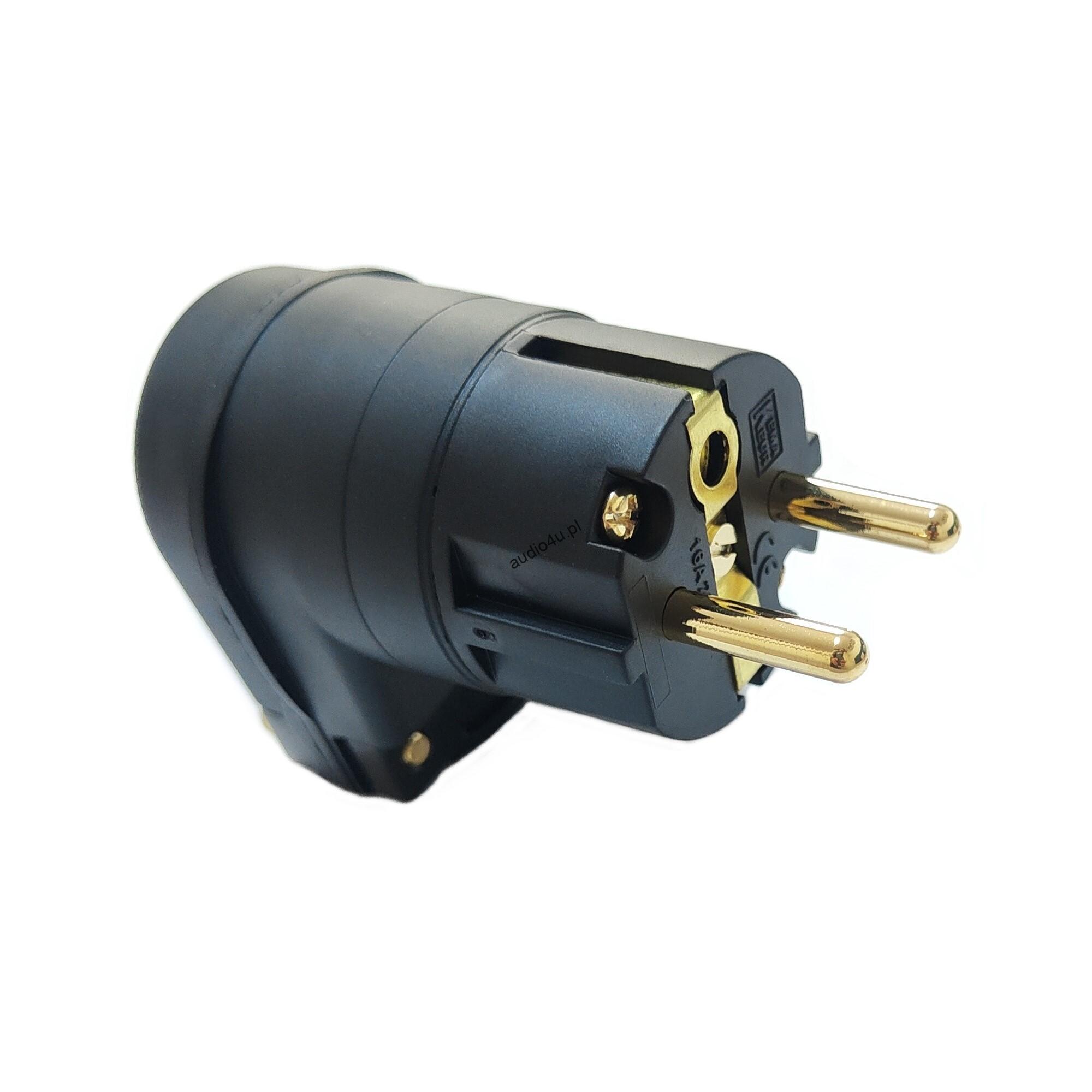Wtyk zasilający kątowy Schuko Audio 250V 16A do montażu na kabel